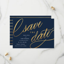 Convites de Save the Date com Letra Simples | Azul
