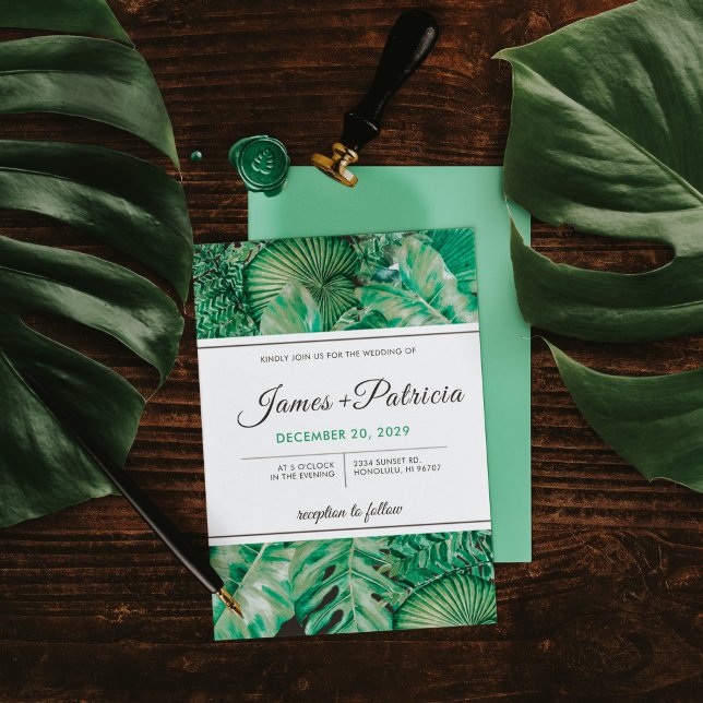 Convites de Save the Date de Casamento Tropical (Criador carregado)