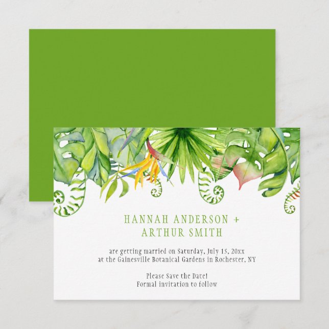 Convites de Save The Date de Florais Tropicais | (Frente/Verso)