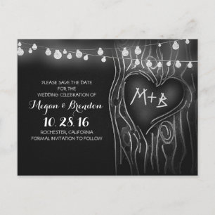 Convites de save the date de quadro-negro com luze