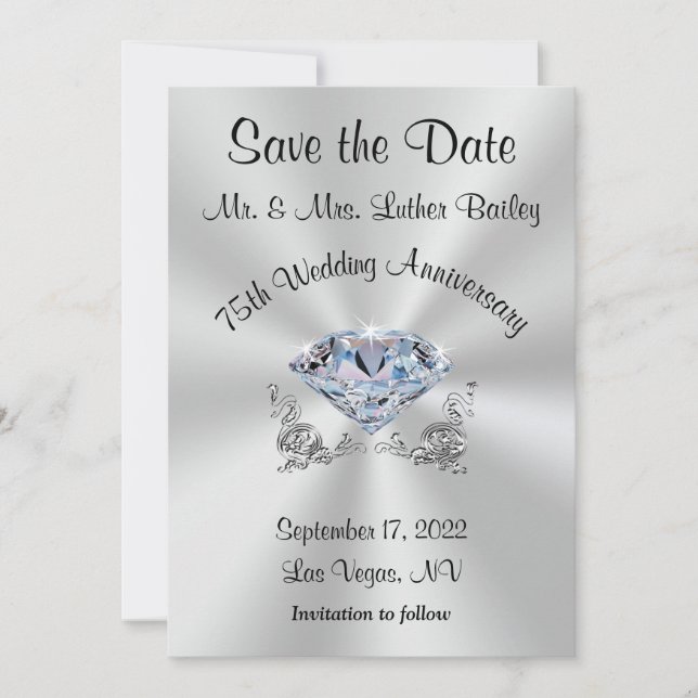 Convites de Save the Date para Bodas de 75 Anos de (Frente)
