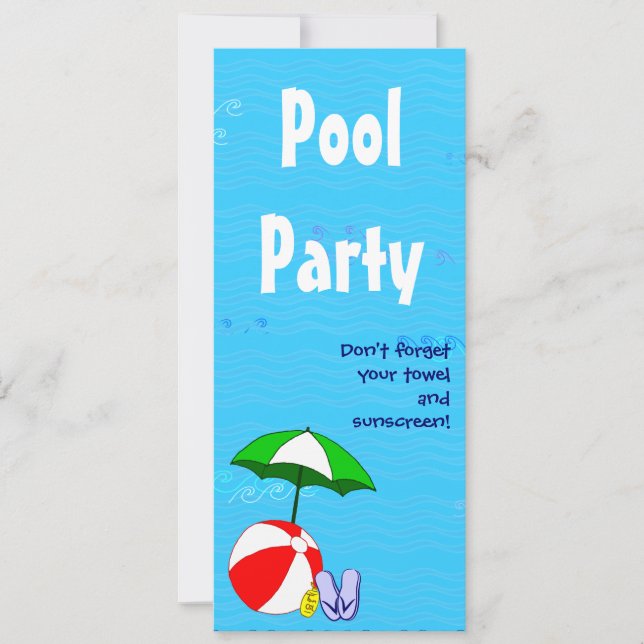 Convites de tema de natação para festa de piscina  (Frente)