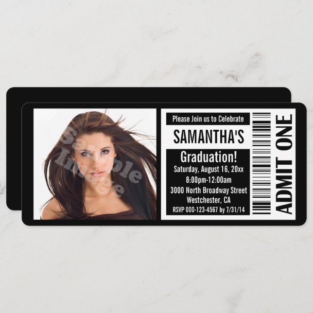 Convites de Tíquete de Festa de formatura de Fotog (Frente/Verso)