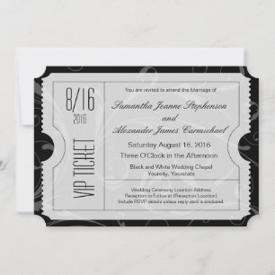 Convites de Tíquete VIP Preto e Branco