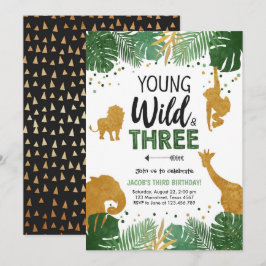 Convites De três animais do safari do menino aniversário
