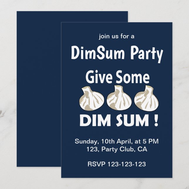 Convites Dê uma Festa de Dim Sum (Frente/Verso)