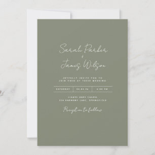 Convites de verde-oliva casamento escritura subdec