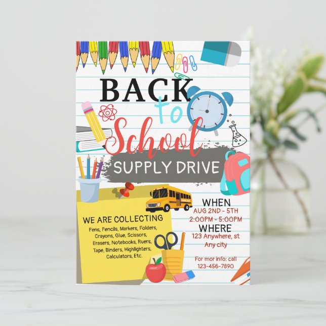 Convites De volta à escola no final da festa de verão (Em pé/Frente)