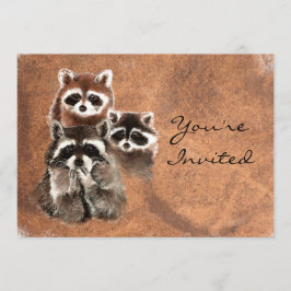 Convites De volta à Nature Raccoons Animal Birthday Convide