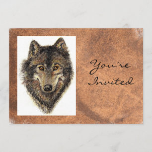 Convites De volta à natureza, o lobo, o aniversário anima