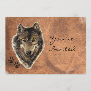 Convites De volta à Natureza, Wolf, Animal Birthday Convid