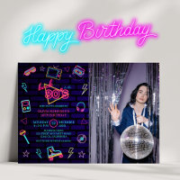 De volta aos anos 80 Retro Neon Birthday Photo Par