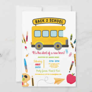 Convites De Volta Para A Festa De Ônibus Da Escola Meninas