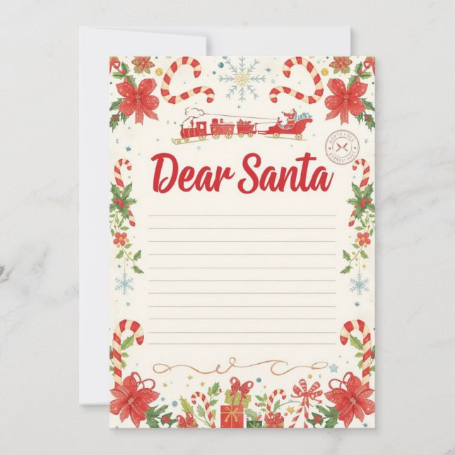 Convites Dear Santa Letter Template | Kids Christmas (Frente)
