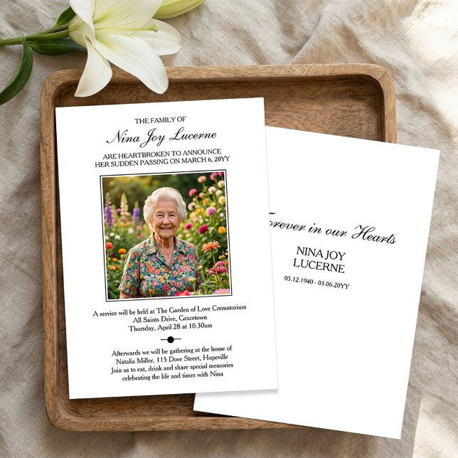 Convites Death Notice and Funeral Invitation with Photo (Criador carregado)