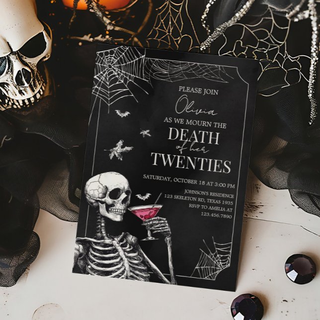 Convites Death to my Twenties Halloween Gothic Birthday (Death of my Twenties Birthday Party Invitation)