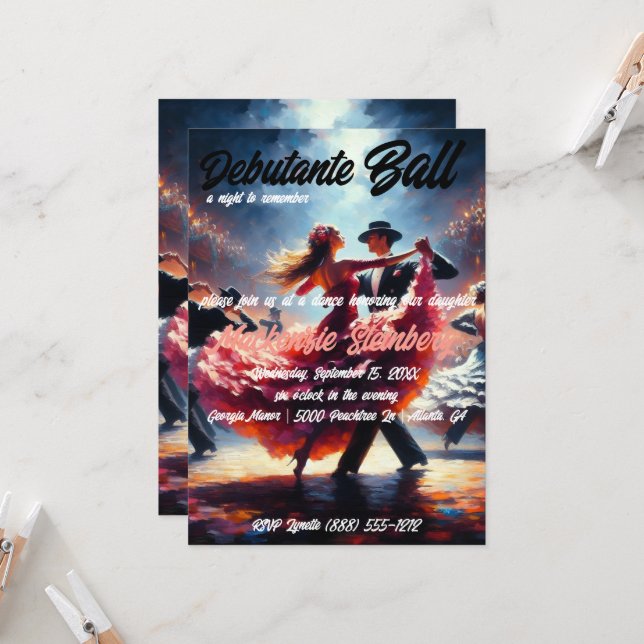 Convites Debutante Ball Cotillion Ballroom Dancing (Frente/Verso In Situ)
