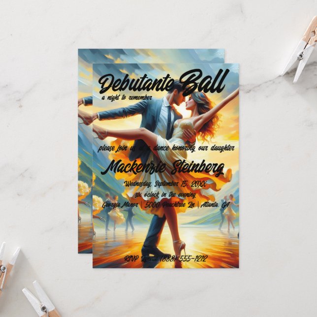 Convites Debutante Ball Cotillion Ballroom Dancing (Frente/Verso In Situ)
