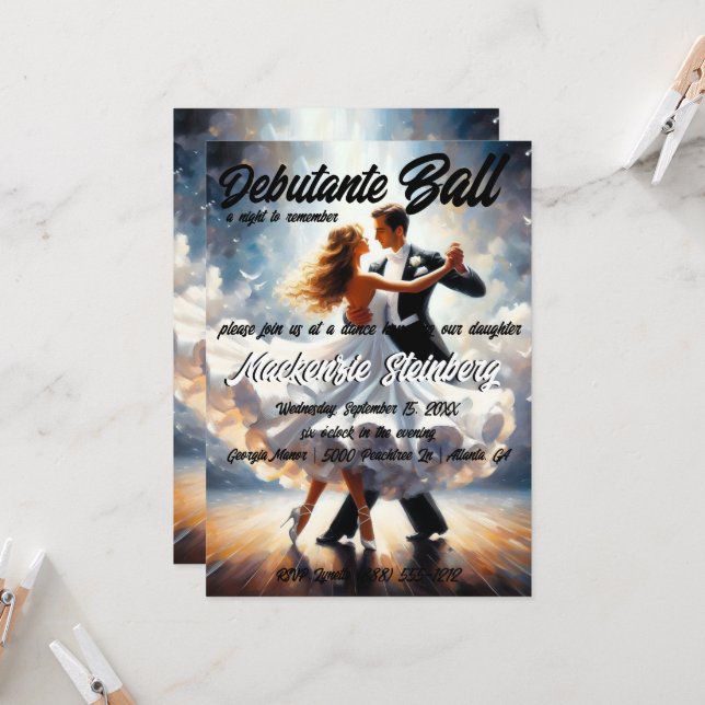 Convites Debutante Ball Cotillion Ballroom Dancing (Frente/Verso In Situ)