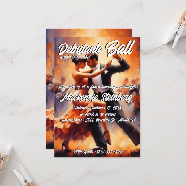 Convites Debutante Ball Cotillion Ballroom Dancing (Frente/Verso In Situ)