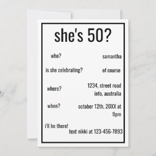 Convites Décadas Engraçado, Simples e Personalizado de Birt