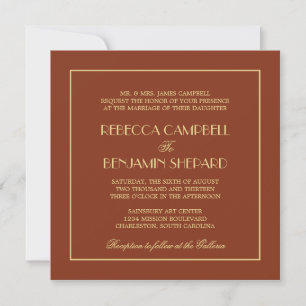 Convites Decadente Deco elegante casamento formal vermelho