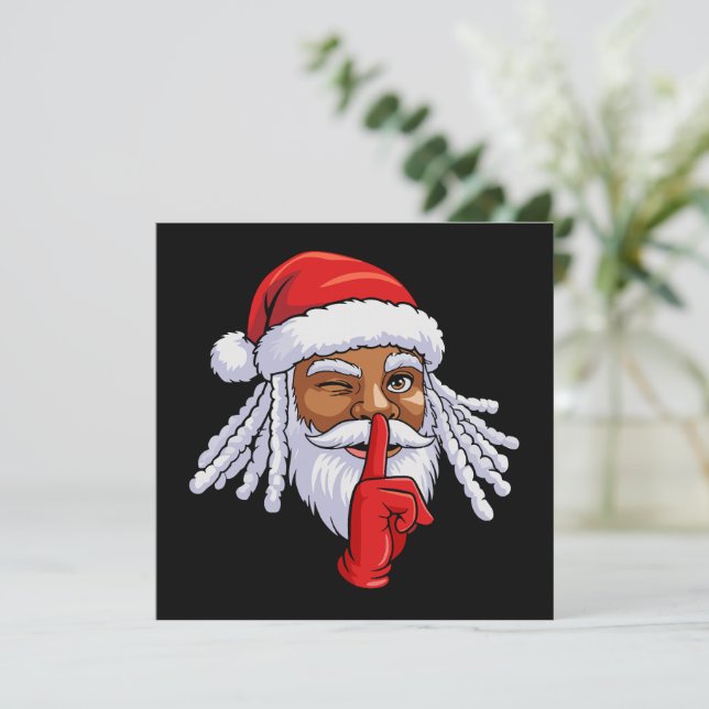 Convites Decência do Natal do Papai Noel Africano Americano (Em pé/Frente)