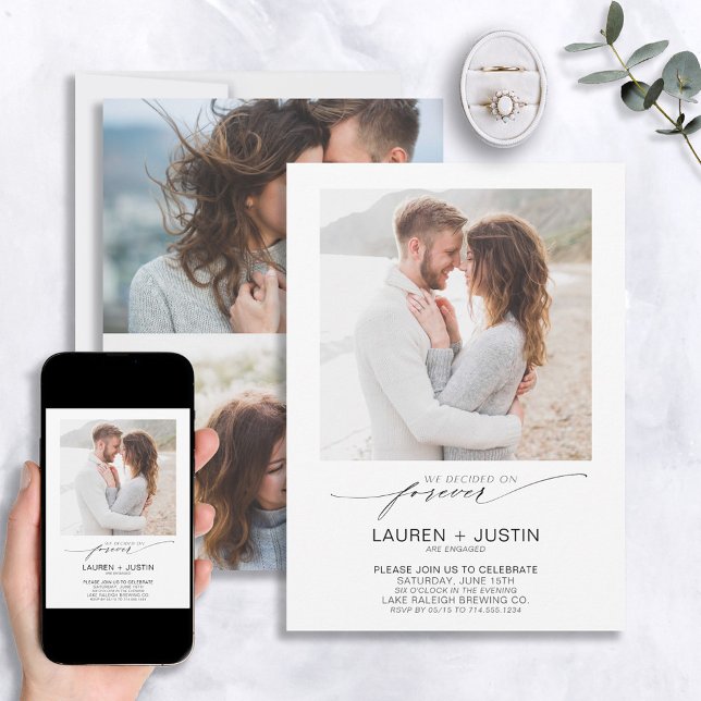 Convites Decidido sobre o Noivado de Fotografia Forever Bla (Criador carregado)