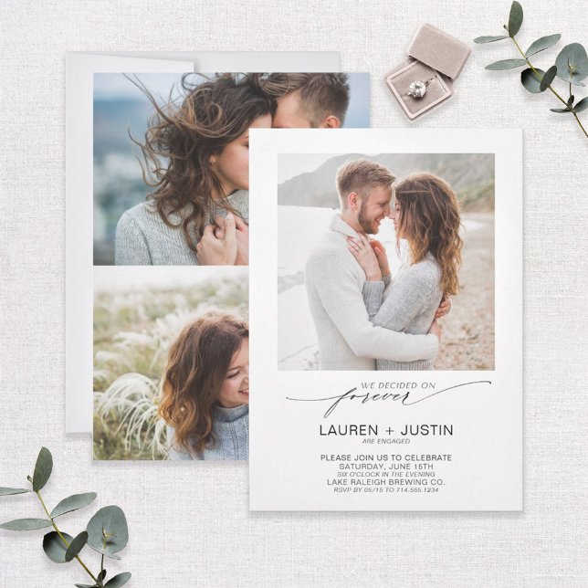 Convites Decidido sobre o Noivado de Fotografia Forever Bla (Criador carregado)