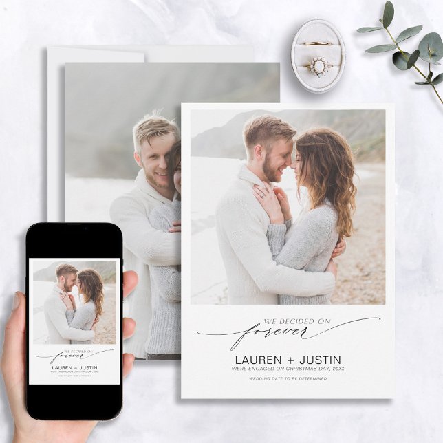 Convites Decidido sobre o Noivado de Fotografias do Forever (Criador carregado)