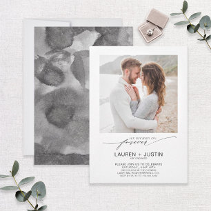 Convites Decidimos sobre o Noivado de Foto Branco Preto par