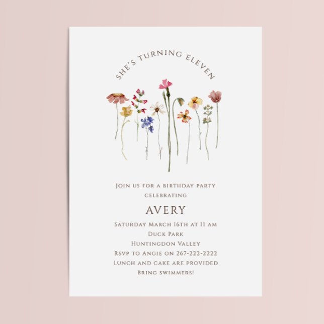 Convites Décima Primeira Festa de aniversário de Flor Selva (Criador carregado)