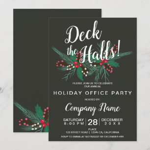 Convites Deck the halls Corporate Christmas cinza