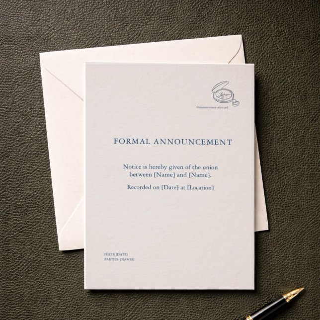 Convites Declaração de Casamento Civil | Casamento Não Trad (Civil Ceremony Announcement Card )