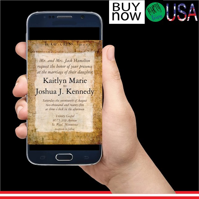 Convites Declaração de Independência 📜 USA Vintage (Authentic parchment-style design)