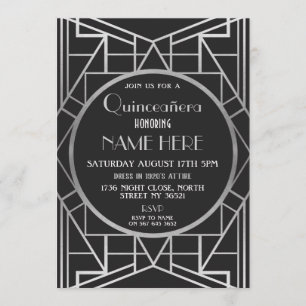 Convites Deco de Arte de 1920 - Festa Quinceanera Gatsby