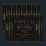 Convites Deco de Arte Preta e Dourada Doce 16 Festa de aniv<br><div class="desc">Personalizar para qualquer evento</div>