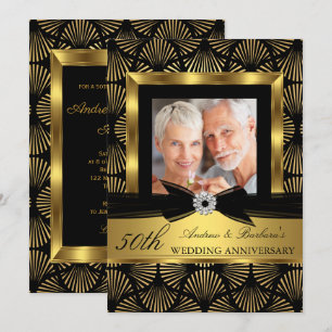 Convites Deco de Foto em Ouro Preto para Bodas de Ouro de 5