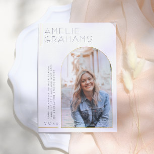 Convites Deco Elegant Gold Arch Graduation Announcement
