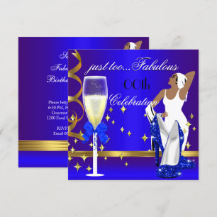 Convites Deco Lady Azul Real Dourado Demais Fabuloso Aniver