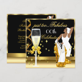 Convites Deco Lady Ouro Preto Demais Fabuloso Aniversário