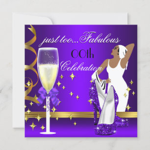 Convites Deco Lady Roxo Dourado Demais Fabuloso Aniversário