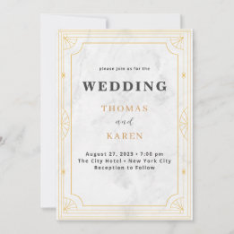 Convites Deco Moderno | Casamento de mármore branco