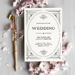 Convites Deco Moderno | Casamento negro e branco legante