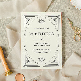 Convites Deco Moderno | Casamento negro e marfim legante