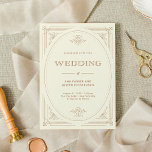 Convites Deco Moderno | Marfim Elegante e Casamento Dourado<br><div class="desc">Estes convites de casamento glamourosos apresentam um spin moderno em deco de arte clássico. Um ornamentado,  falso quadro geométrico dourado e ornamentação decoram um fundo marfim elegante para um olhar dramático e casamento vintage.</div>