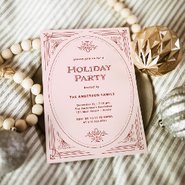 Convites Deco Moderno | Partido Elegante, Rosa e Feriado Ve