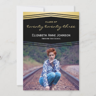 Convites Deco preto, classe de 2016, graduação da foto