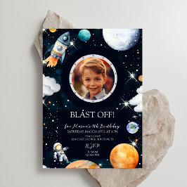 Convites Decolar Espaço Exterior Foto Aniversário