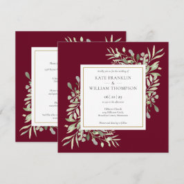 Convites Decoração Botânica de Noivado Burgundy Tudo Em Um